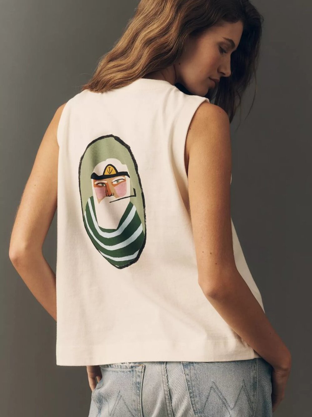 Maeve Anthropologie Lobsterman Graphic Tank Top Kate Mancini Artist Print
